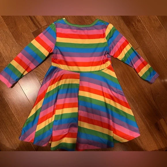 Rainbow Striped Kids Dress - Picture 4 of 4